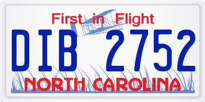 NC license plate DIB2752