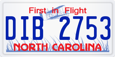 NC license plate DIB2753