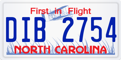 NC license plate DIB2754