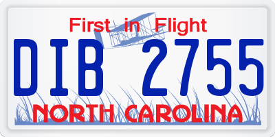NC license plate DIB2755