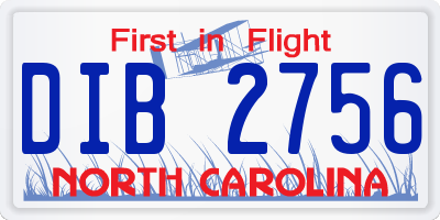 NC license plate DIB2756