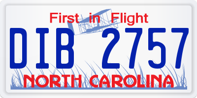 NC license plate DIB2757