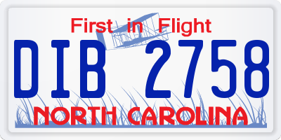 NC license plate DIB2758
