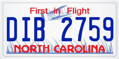 NC license plate DIB2759