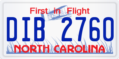 NC license plate DIB2760