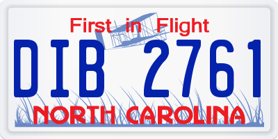 NC license plate DIB2761