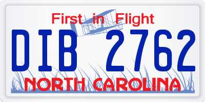 NC license plate DIB2762