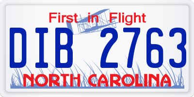 NC license plate DIB2763