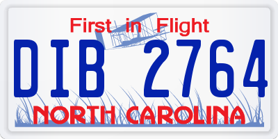 NC license plate DIB2764