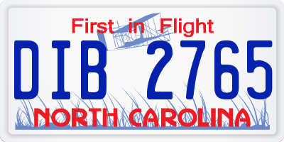 NC license plate DIB2765