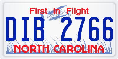 NC license plate DIB2766