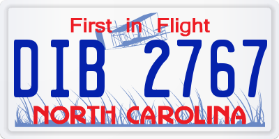 NC license plate DIB2767