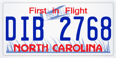 NC license plate DIB2768