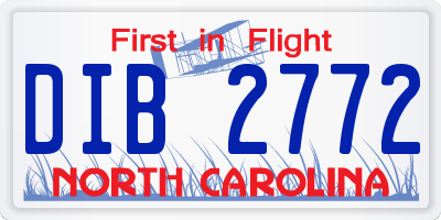NC license plate DIB2772