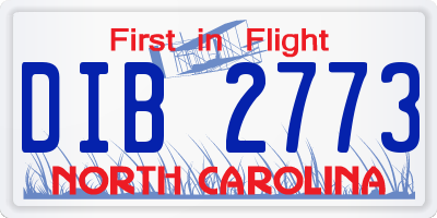 NC license plate DIB2773