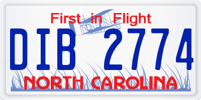 NC license plate DIB2774