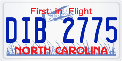 NC license plate DIB2775
