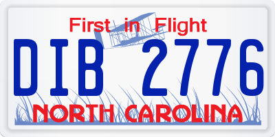 NC license plate DIB2776