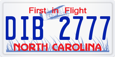 NC license plate DIB2777