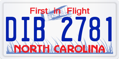 NC license plate DIB2781