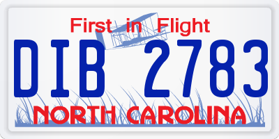 NC license plate DIB2783