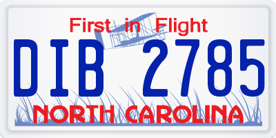 NC license plate DIB2785