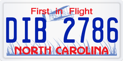 NC license plate DIB2786