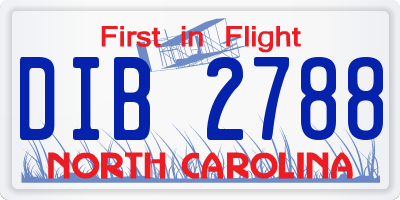 NC license plate DIB2788