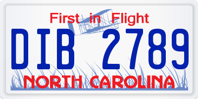 NC license plate DIB2789
