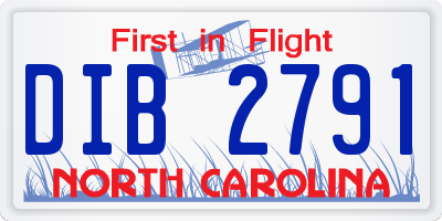 NC license plate DIB2791