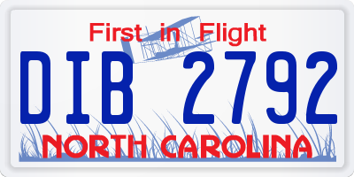 NC license plate DIB2792