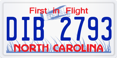 NC license plate DIB2793