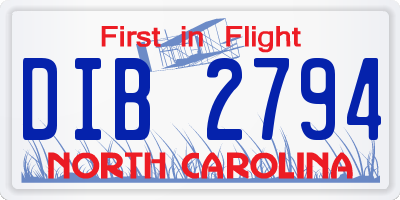 NC license plate DIB2794