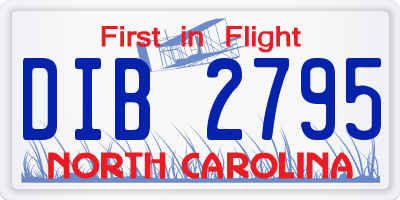 NC license plate DIB2795