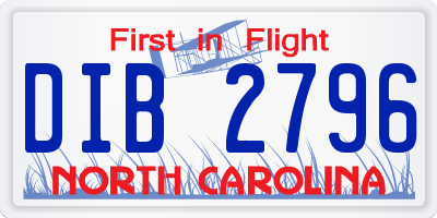 NC license plate DIB2796