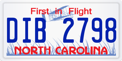 NC license plate DIB2798