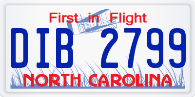 NC license plate DIB2799
