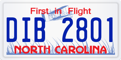 NC license plate DIB2801