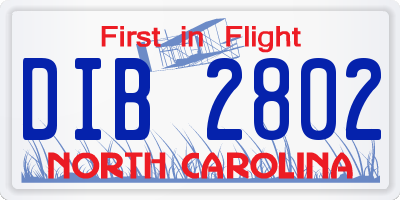NC license plate DIB2802