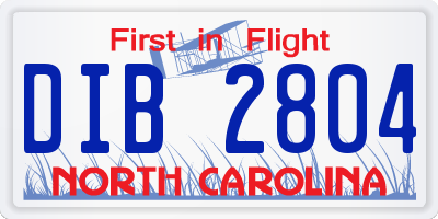 NC license plate DIB2804