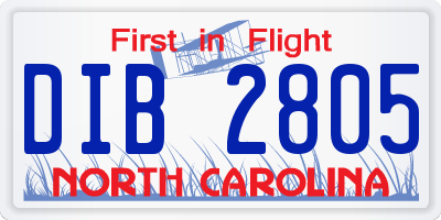 NC license plate DIB2805