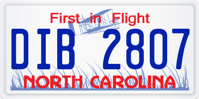 NC license plate DIB2807