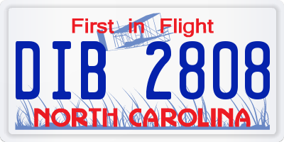 NC license plate DIB2808