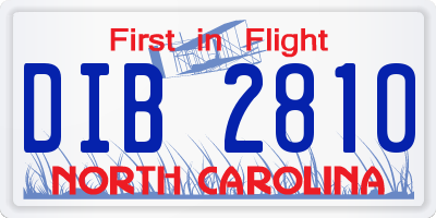 NC license plate DIB2810