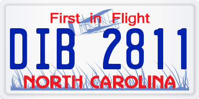 NC license plate DIB2811