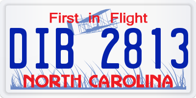 NC license plate DIB2813
