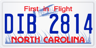 NC license plate DIB2814