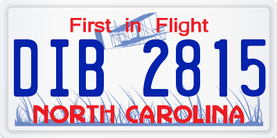 NC license plate DIB2815