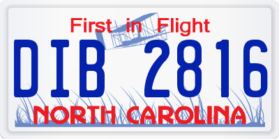 NC license plate DIB2816