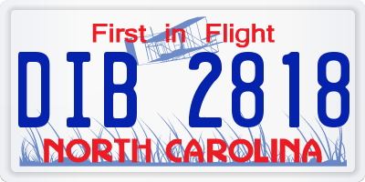 NC license plate DIB2818